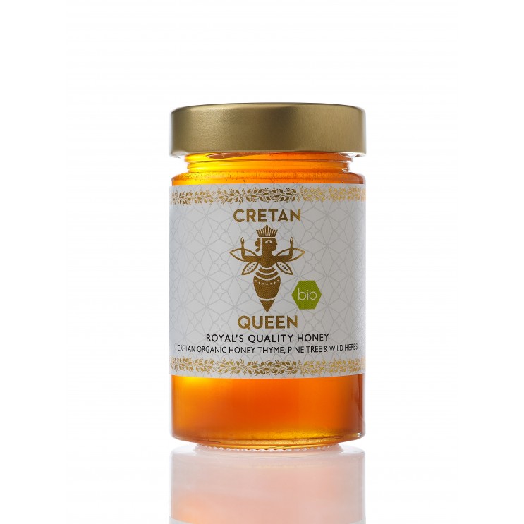 Μέλι Κρήτης bio Cretan Queen Θυμάρι, Πεύκο, Άγρια Βότανα 400γρ