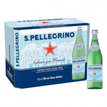 S.PELLEGRINO Ανθρακούχο Φυσικό Μεταλλικό Νερό γυάλινη φιάλη (15x750ml)
