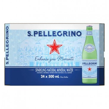 S.PELLEGRINO Ανθρακούχο Φυσικό Μεταλλικό Νερό γυάλινη φιάλη (24x500ml)