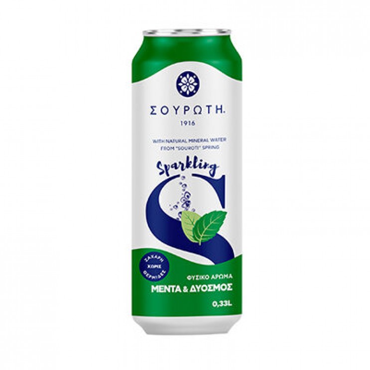 Souroti Carbonated Mineral Water Mint & Spearmint can 330ml Souroti Carbonated Mineral Water Mint & Spearmint can 330ml