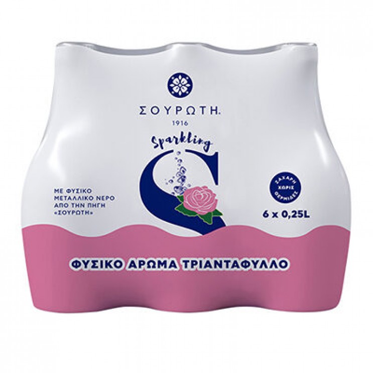 Σουρωτή Ανθρακούχο Φυσικό Μεταλλικό Νερό Τριαντάφυλλο γυαλί 250ml